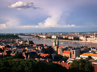 Landscape of Budapest with Danube visible