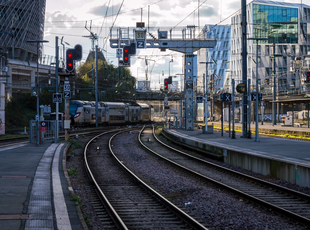 A TER train departing from Rennes train station