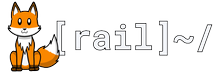 Logo of the website: a cute red fox and text reading '[rail] ~/'
